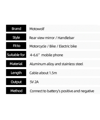 Motowolf Usb Şarj ve Telefon Tutucu Gidon Bağlamalı