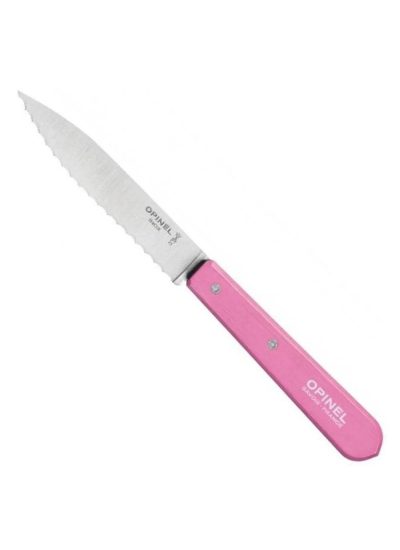 Opinel Essential No:113 Paslanmaz Çelik Tırtıklı Soyma Bıçağı Pembe
