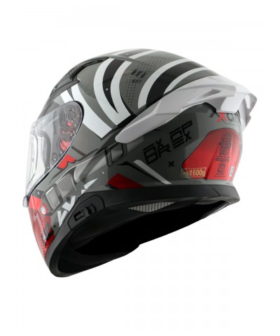 Axor Apex Hex Cool Grey Red Full Face Kapalı Kask