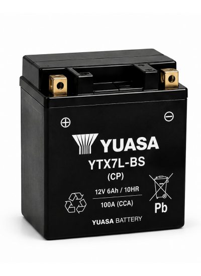 Yuasa YTX7L-BS (CP) 12V 6Ah 100A AGM Bakımsız Motosiklet Aküsü 125CC'ler İçin