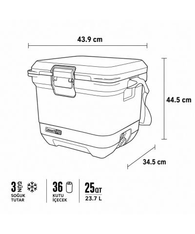 Coleman Pro 25QT Buzluk Kamp Yat Tekne 24L 36 Kutu Kapasite 3 Gün Soğuk Tutar Taşınabilir