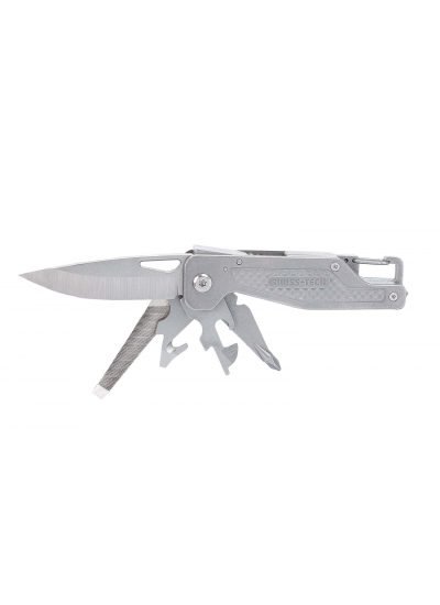 SwissTech 13 in 1 Çok Amaçlı Çakı MultiTool AUS-8 Çelik Bıçak Karabinalı Cam Kırıcı Kilitli EDC Kamp Aleti