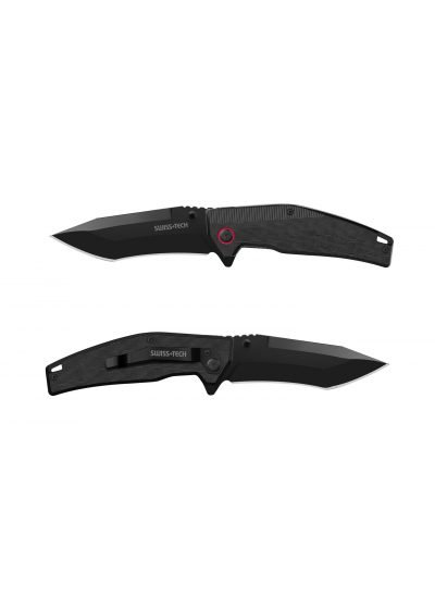 SwissTech Katlanır Çakı Siyah Titanyum Kaplama 8.9 cm AUS-8 Çelik G10 Kabza EDC Kamp Bıçağı