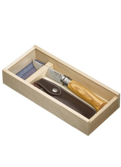Opinel Inox 8 No Ahşap Kutulu & Kılıflı Zeytin Saplı Çakı